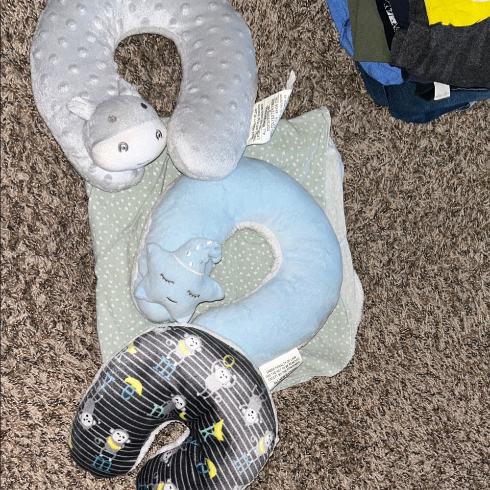 Gray and Blue Baby Neck Pillows